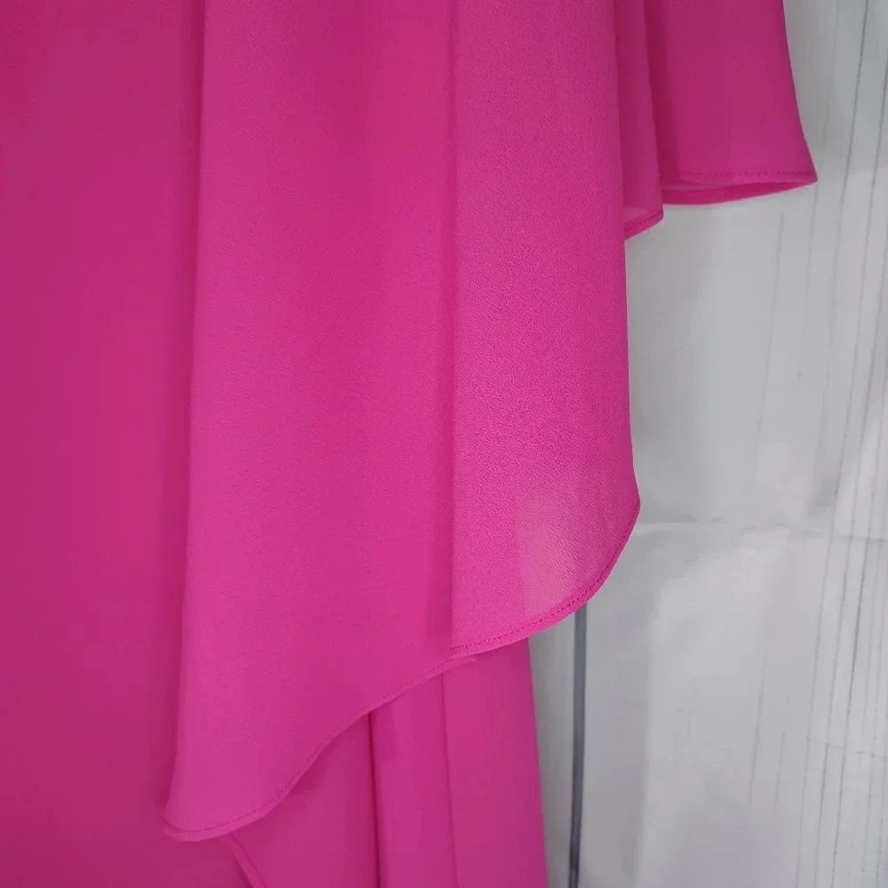 Vince Camuto Hot Pink layered drape chiffon boho flowy Flounce dress size 8 - Picture 11 of 15